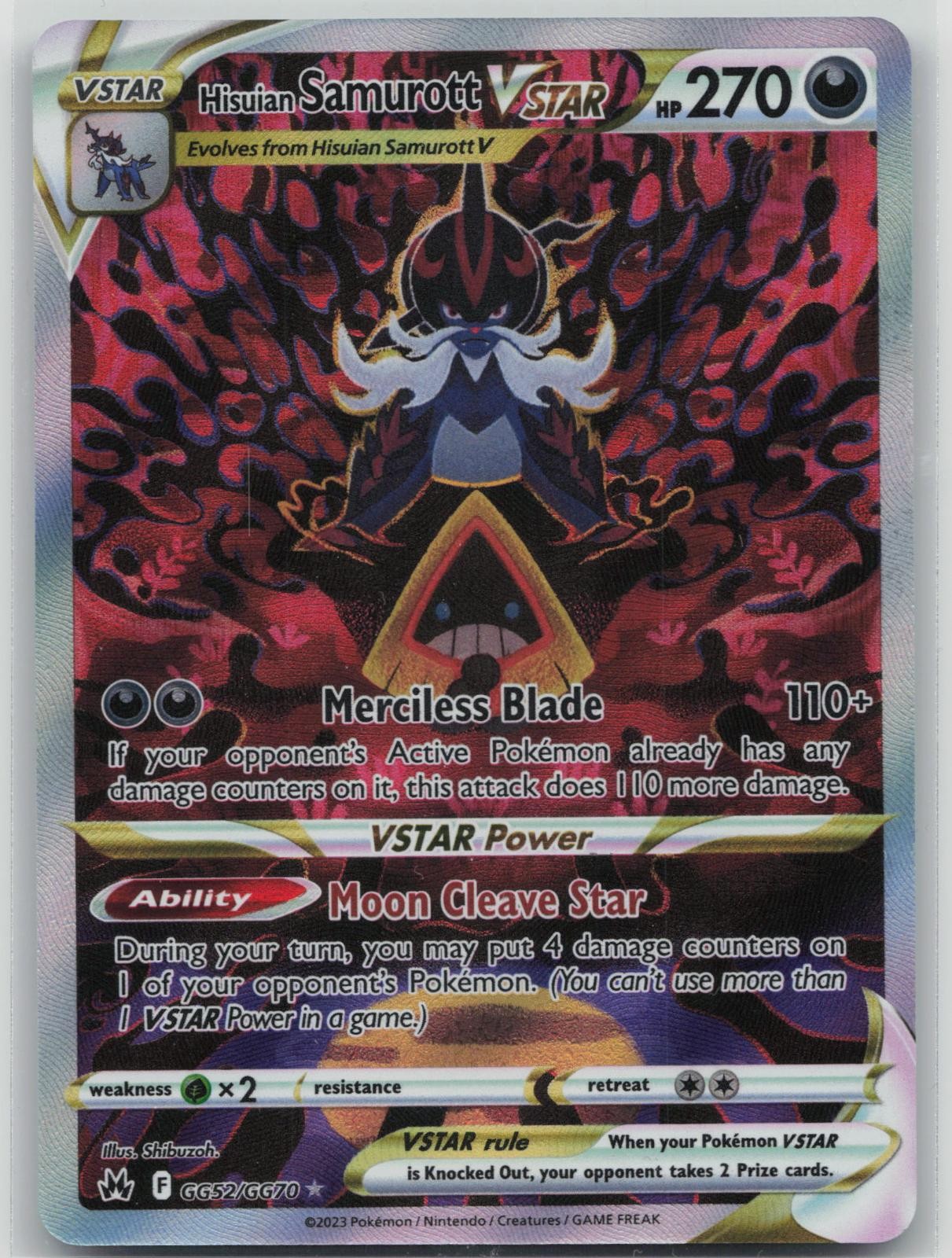 LP Hisuian Samurott VSTAR GG52/GG70 Holo Crown Zenith Galarian Gallery Pokemon