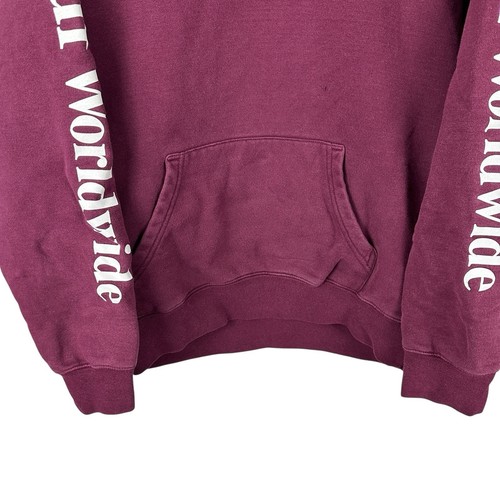 Para Hombres Y2K Huf Worldwide Monopatín Borgoña Ropa de Calle Sudadera con Capucha Talla M - Imagen 7 de 8