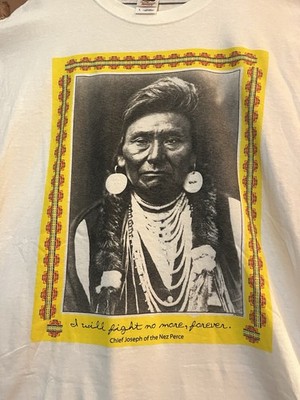 VTG Chief Joseph L T Shirt Nez Perce I Will Fight No More Forever Y2K Native