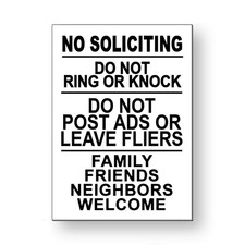 No Soliciting Do Not Knock Ring Family Friends Welcome Metal Sign MS078