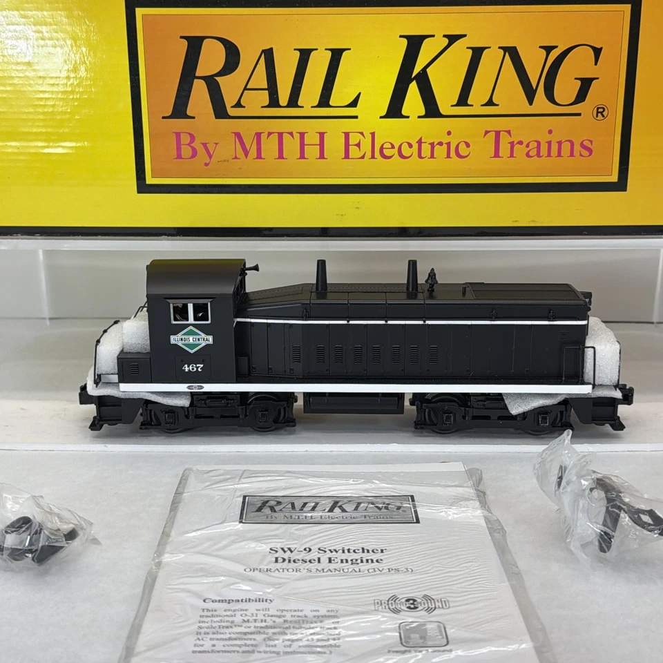 MTH RailKing 30-20027-1 Illinois Central SW-9 Switcher Diesel PS.3 O New #467 IC - Image 2 of 4