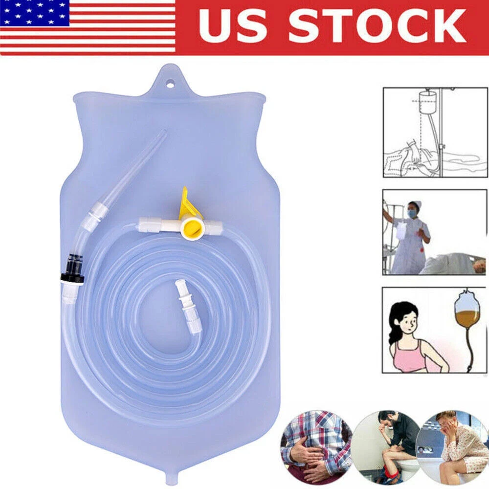 2L Reusable Silicone Enema Bag Kit Colonic Detox Cleanse Irrigation Health Care