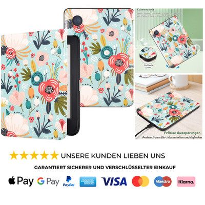 DMluna Hülle Kobo Clara 2E Tolino Shine 4 Schutz PU Leder Automatische