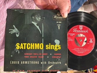 LOUIS ARMSTRONG EP - Satchmo Sings Part 1 7  Single Vinyl 1957 Brunswick Ex
