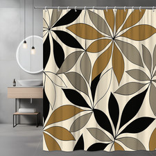 Stylish Floral Shower Curtain in Black and Brown Design