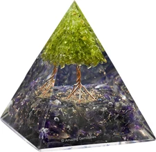 Organite Orgone Pyramid Extra Large 105 MM - Orgone Energy Pyramid with Amethyst