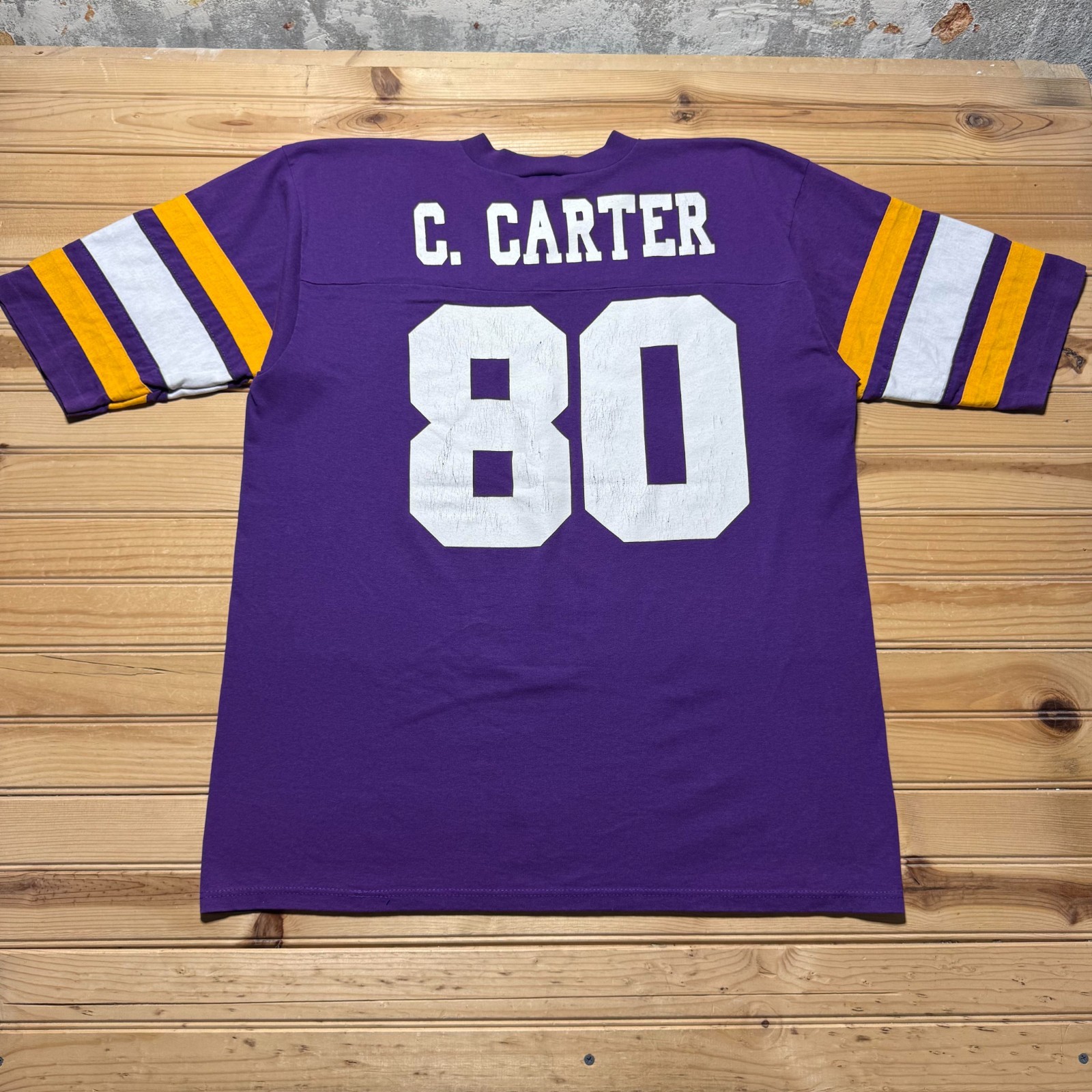 Vintage 80s Cris Carter #80 Minnesota Vikings NFL Football Jersey Shirt USA - XL