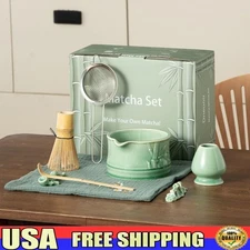 8Pcs Matcha Whisk Set Bamboo Bowl Whisk Sifter Scoop Holder Tea Gift Kit New