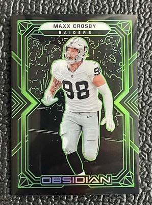 🔥MAXX CROSBY 2022 OBSIDIAN EE GREEN BLACK REFRACTOR #d /50!🔥RAIDERS!