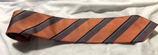 Ferrell Reed Repp Stripe Silk Tie Orange Taupe Navy Green Woven In England