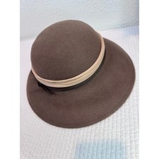 Lancaster Wool Felt Hat Vintage Brown Wide Brim Cloche USA Made Classic Style