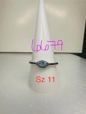 NWT Bomb Party Sz11 Revealed BP Ring Jewelry RBP Petite Marquise Blue Rhodium Pl