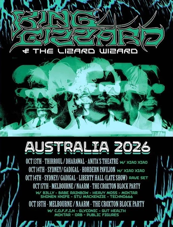 King Gizzard And The Lizard Wizard Australia 2026 Tour Poster