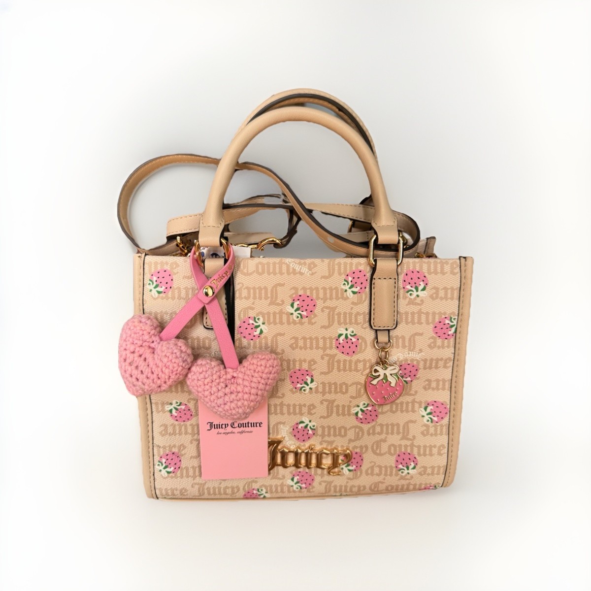 JUICY COUTURE Berry Sweet Mini Tote Sandstone Pink Strawberry W
