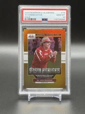 2023 Bowman U Alabama 15 Consecutive 10+ Win Seasons NICK SABAN GOLD /50 PSA 10