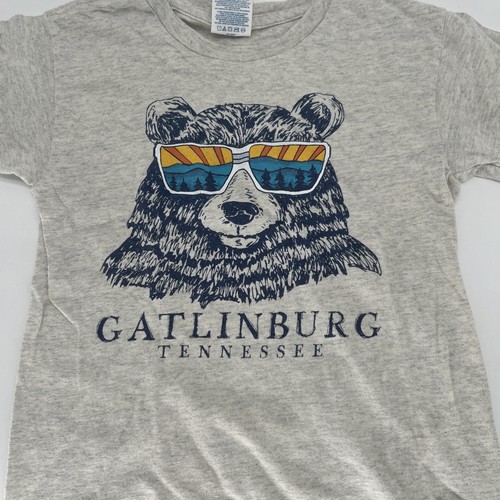 Gatlinburg Tennessee t-shirt Youth Small, Bear, Gray Short Sleeve Graphic Print - Picture 2 of 8