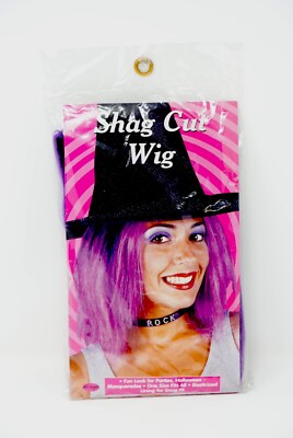 Medium Length Purple Shag Cut Electra Wig Adult Costume Party Halloween Dress Up