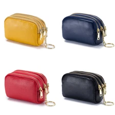 Women Small Change Purse Coin Wallet Leather Zipper Card Holder Clutch Keychain