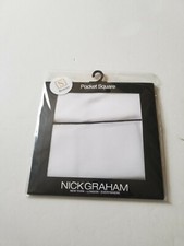 NICK GRAHAM POCKET SQUARE BNIP WHITE SIZE O/S STYLE  NGSP505