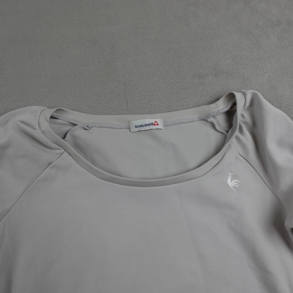 复古 Le Coq Sportif 衬衫女式 S 米色长袖圆领运动服 — 第 2/4 张图片