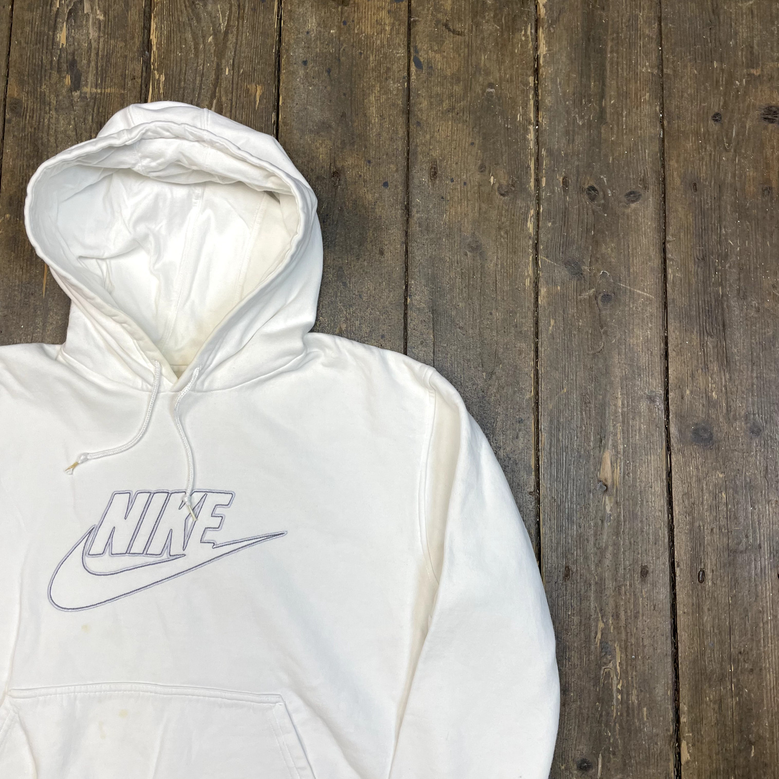 Nike Hoodie Mens Y2K Centre Club Logo Pull Over Training Sweatshirt, White, XL image 2