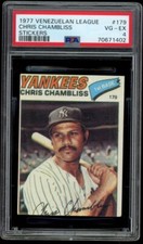 Chris Chambliss 1977 Topps Venezuela Sticker  #179 Venezuelan Rare PSA 4