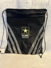 U.S. Army Reserves Drawstring Back Pack Bag Black Gray & Yellow Military USA 