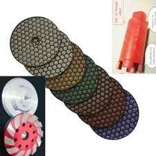 4" Diamond DRY Polishing Pad 25 + 2 Grinding Cup Wheel Granite stone Concrete 