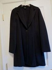 MDL ladies black 3/4 length coat womens size large polyester knit stretch casual