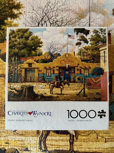 Charles Wysocki Jigsaw Puzzles Sunday Morning Stroll 1000 PC Preowned Complete - Picture 2 of 3