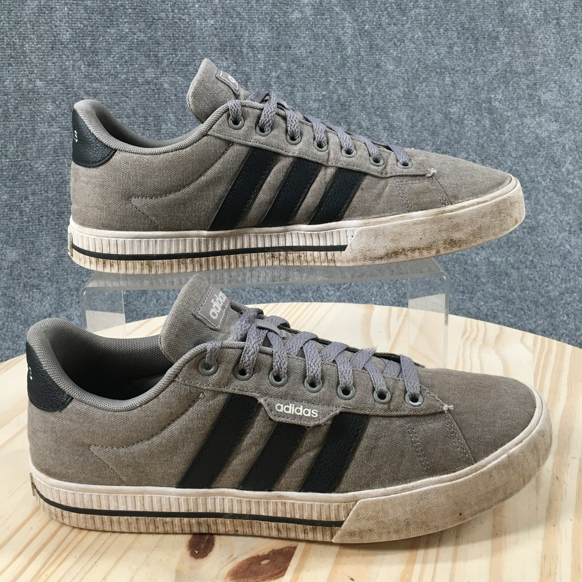 Adidas Shoes Mens Daily Running Sneakers Gray Round Toe