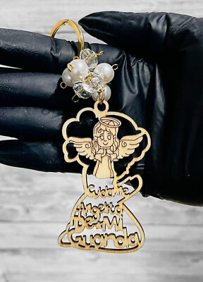 12 Piece Wood Keychains Favors 12x Recuerdos Llaveros Cuidame Angel De Mi Guarda