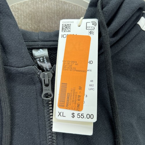 Adidas Hoodie Womens XL Black Essentials 3-S French Terry Bomber Full Zip IC8781 - Picture 3 of 10