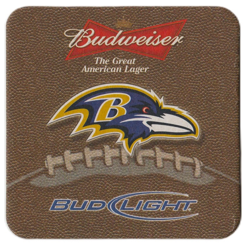 Budweiser Baltimore Ravens 2008 Schedule  Beer Coaster