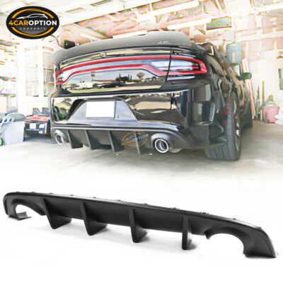 Fits 15-23 Charger SRT OE Style Rear Bumper Diffuser Lip Valance Matte Black PP