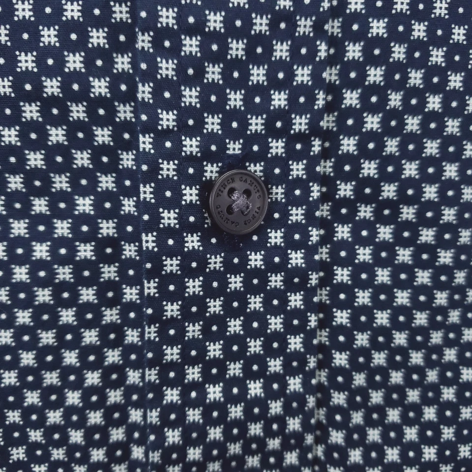 Vince Camuto Shirt Mens XL Blue White Geometric Short Sleeve Classic Button-Up - Image 4 of 4
