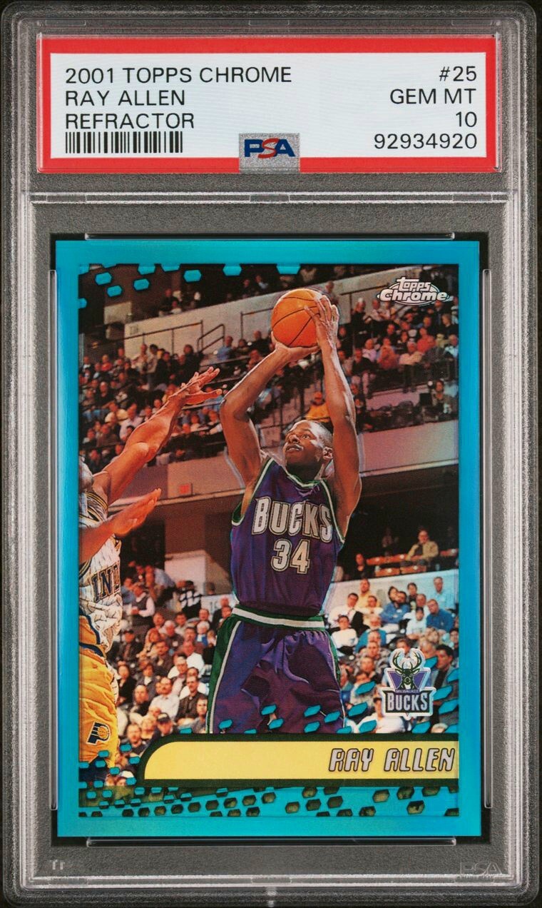 2001 Topps Chrome #25 Ray Allen Refractor PSA 10 Bucks POP 6 HOF