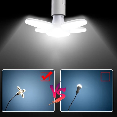 LED Bulb 28W Bombilla Lampada Spotlight E27 Foldable AC 220V 110V Fan Blade - Picture 6 of 10