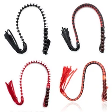 85cm Long PU Leather WhipTassel Handle 6 Beads Flogger Handle Cosplay Party