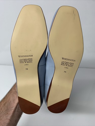Lote de zapatos para mujer Worthington Linda azul pastel blanco sin cordones vestido plano talla 7 - Imagen 12 de 15