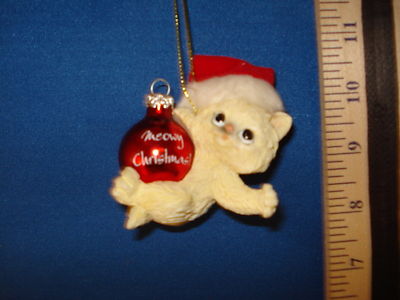 Cat Ornament Cat in Santa Hat With Merry Christmas Ball  48872 75