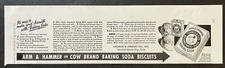 1941 Arm & Hammer or Cow Brand Baking Soda Biscuits B&W Vintage Recipe Print Ad