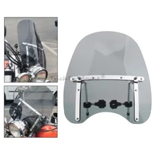 Universal 17"x16" Smoke Windshield For Harley Honda 7/8" 1" Handlebar Motorcycle