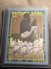 2019 Topps Archive Justice Sheffield Future Stars (1994) Blue Autograph/25 Sharp