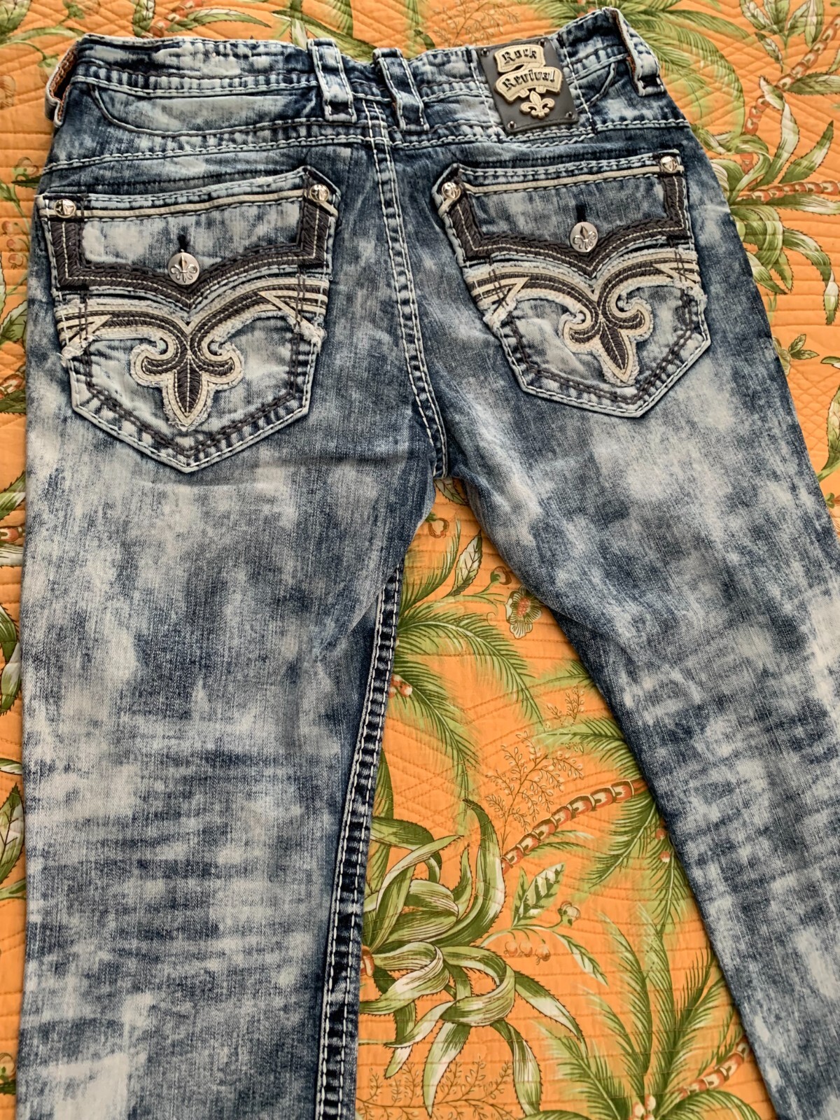 Rock Revival Feeney Slim Straight Size 36 Denim Acid Blue Jeans 26