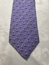 Brooks Brothers Country Club Tie 100 Silk Sail Boats Purple Lilac SHIPS FREE