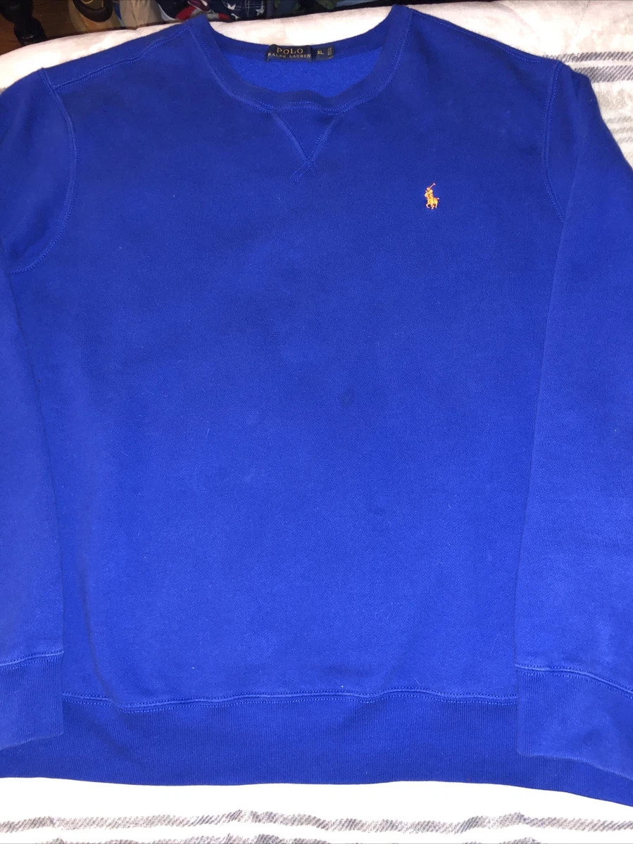 Polo Ralph Lauren Crew Neck Sweatshirt Royal Blue Orange Logo