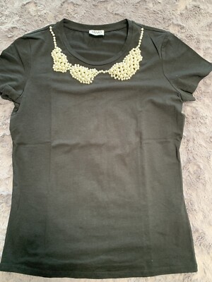 Liu Jo T-Shirt, Schwarz mit Perlen In Grösse S