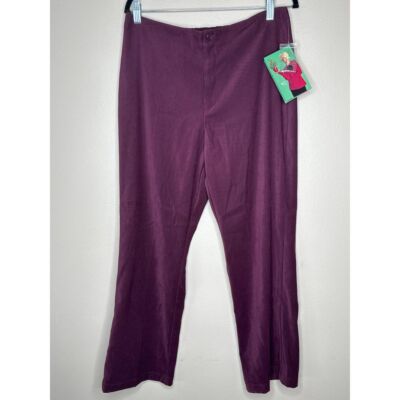 White Stag VTG NWT Purple Velvet Wide Leg Pants Casual Comfort Trousers Size 16
