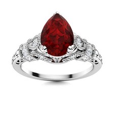 8x6mm Pear Shape Garnet Ring 925 Sterling Silver Vintage Halo Engagement Ring